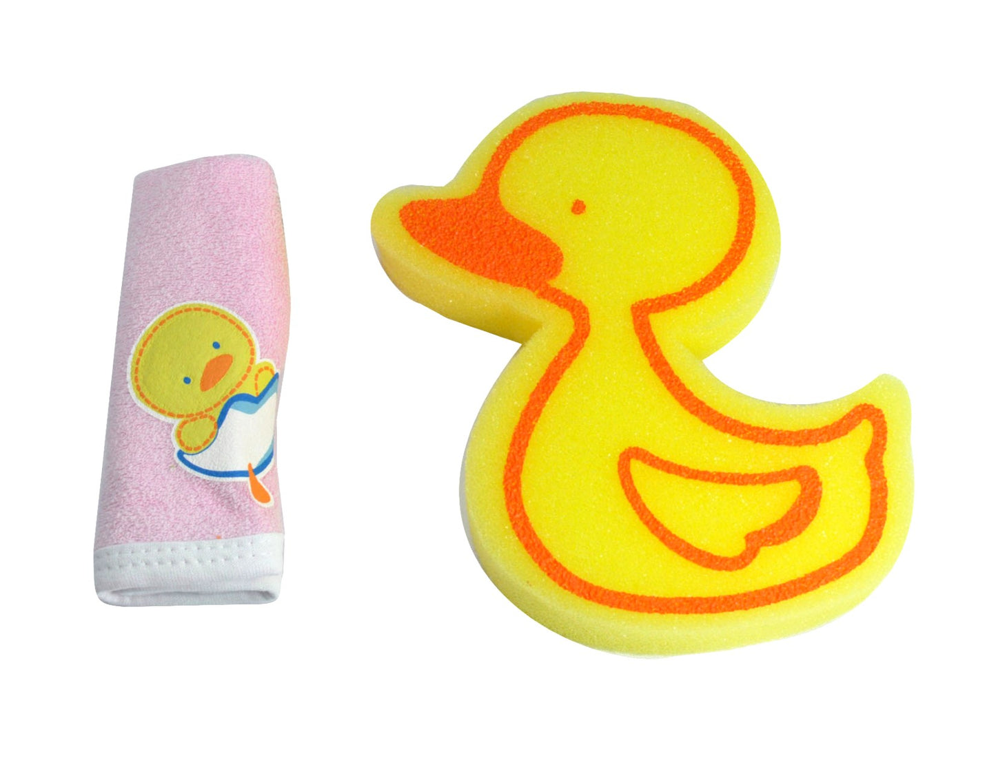 1 TOALLA FACIAL FINA C/IMP.,1 ESPONJA PATO GDE. ROSA (PAQ.198) E-PAQ.198