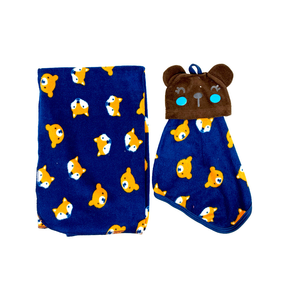 SET DE FRAZADA Y COBIJA DE SEGURIDAD PARA BEBE EN GANCHO. AZUL E-220081