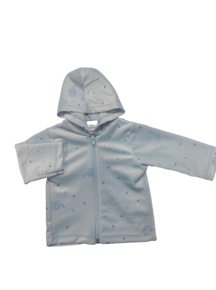 CHAMARRA CON CAPUCHA VELOUR EMBOSSED BEBO AZUL E-221669 T-0 MESES