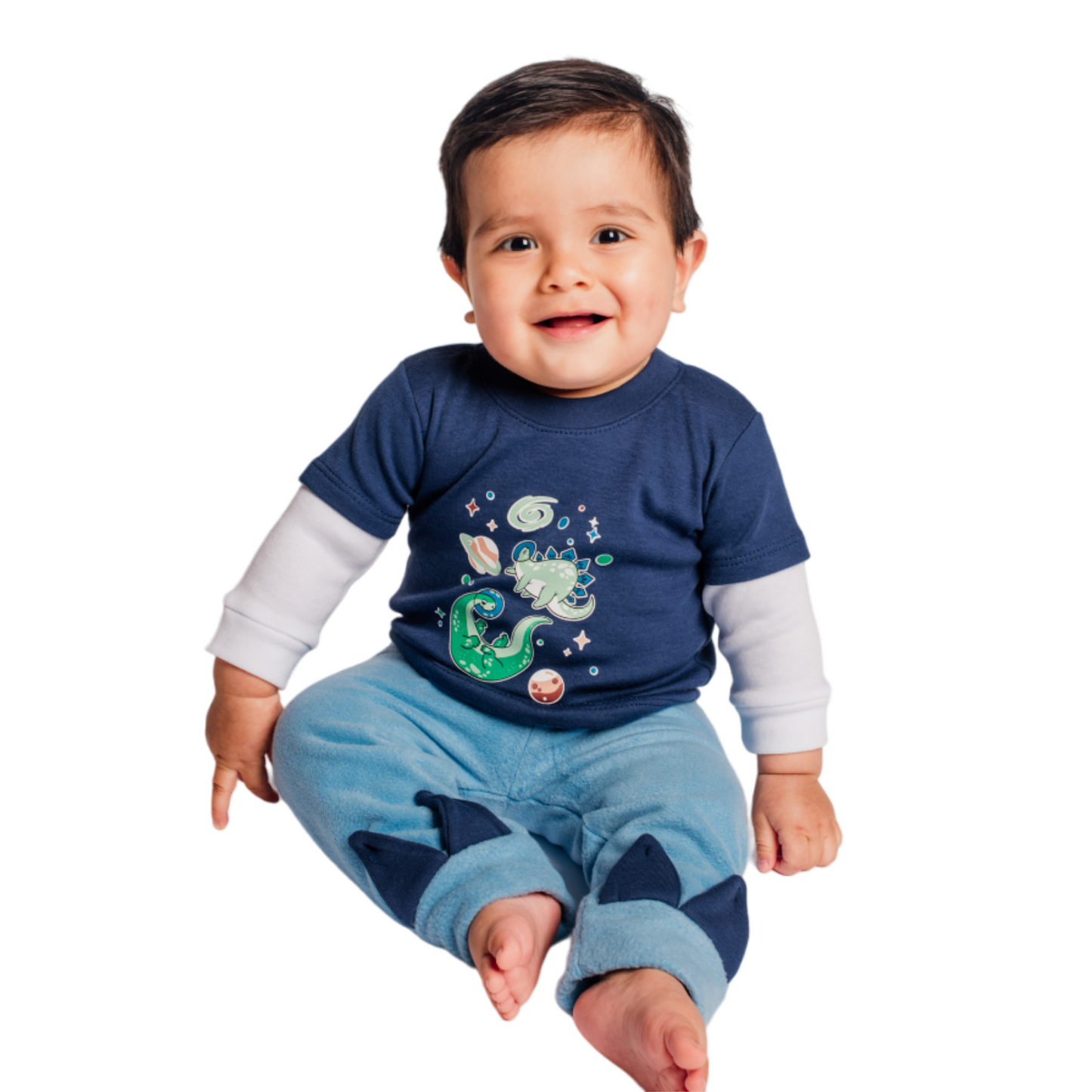 CONJUNTO BEBO 2 PZAS; PLAYERA DOBLE MANGA M/L Y PANTALON E-231570 T-12 MESES