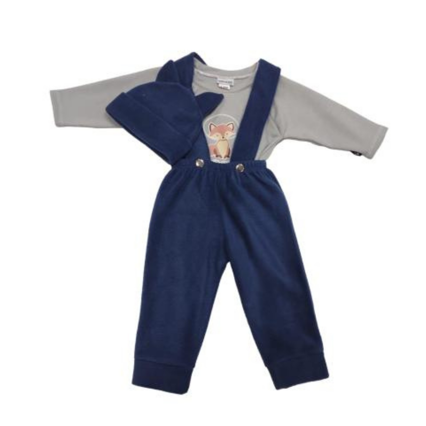CONJUNTO BEBO 3 PZAS; SUDADERA M/L, PANTALON C/PUÑO Y GORRO C/OREJAS E-231599 T-6 MESES