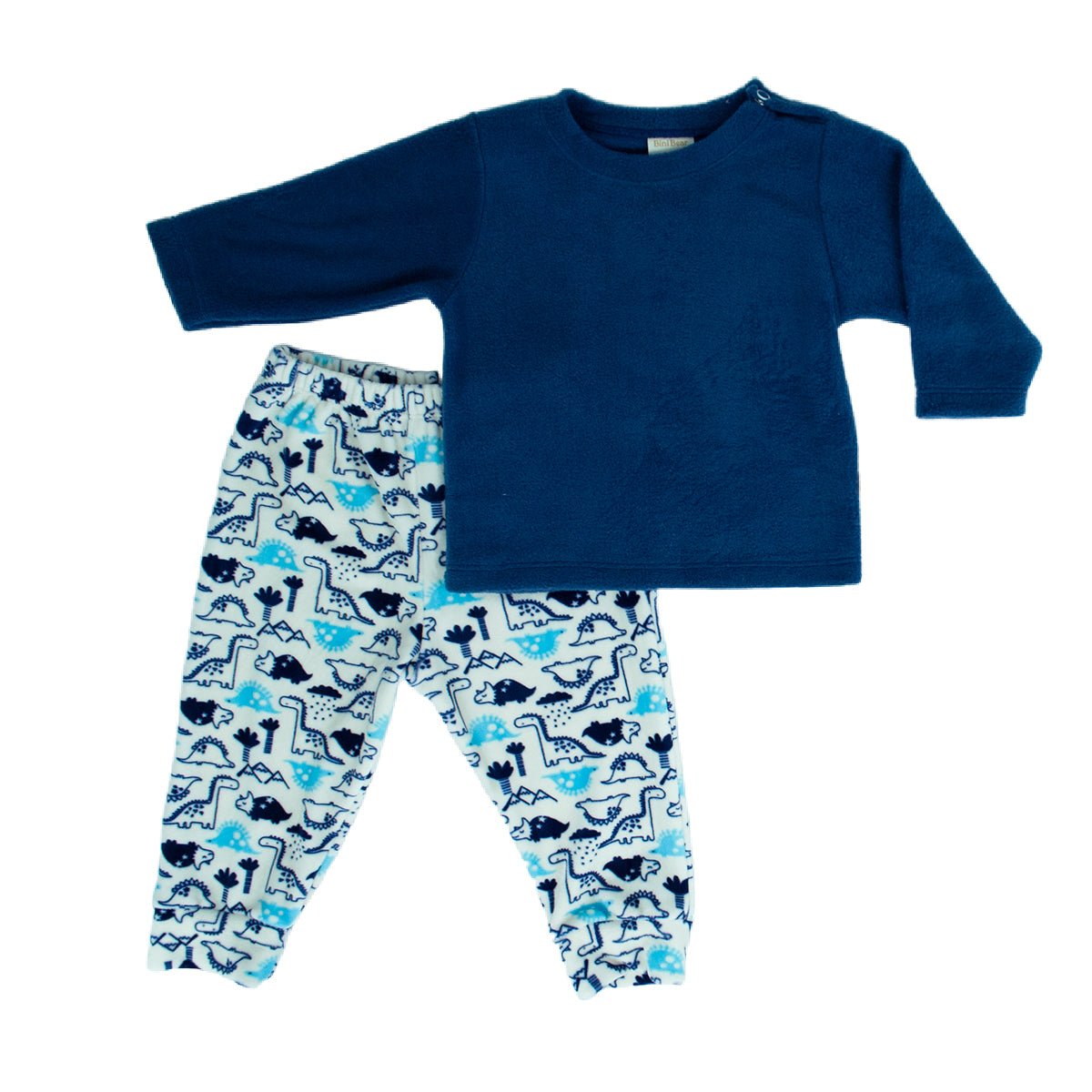 CONJUNTO BEBO DE SUDADERA HOMBRO ABIERTO, PANTALON Y BABERO BINI BEAR E-241507 T-3,6,12 MESES
