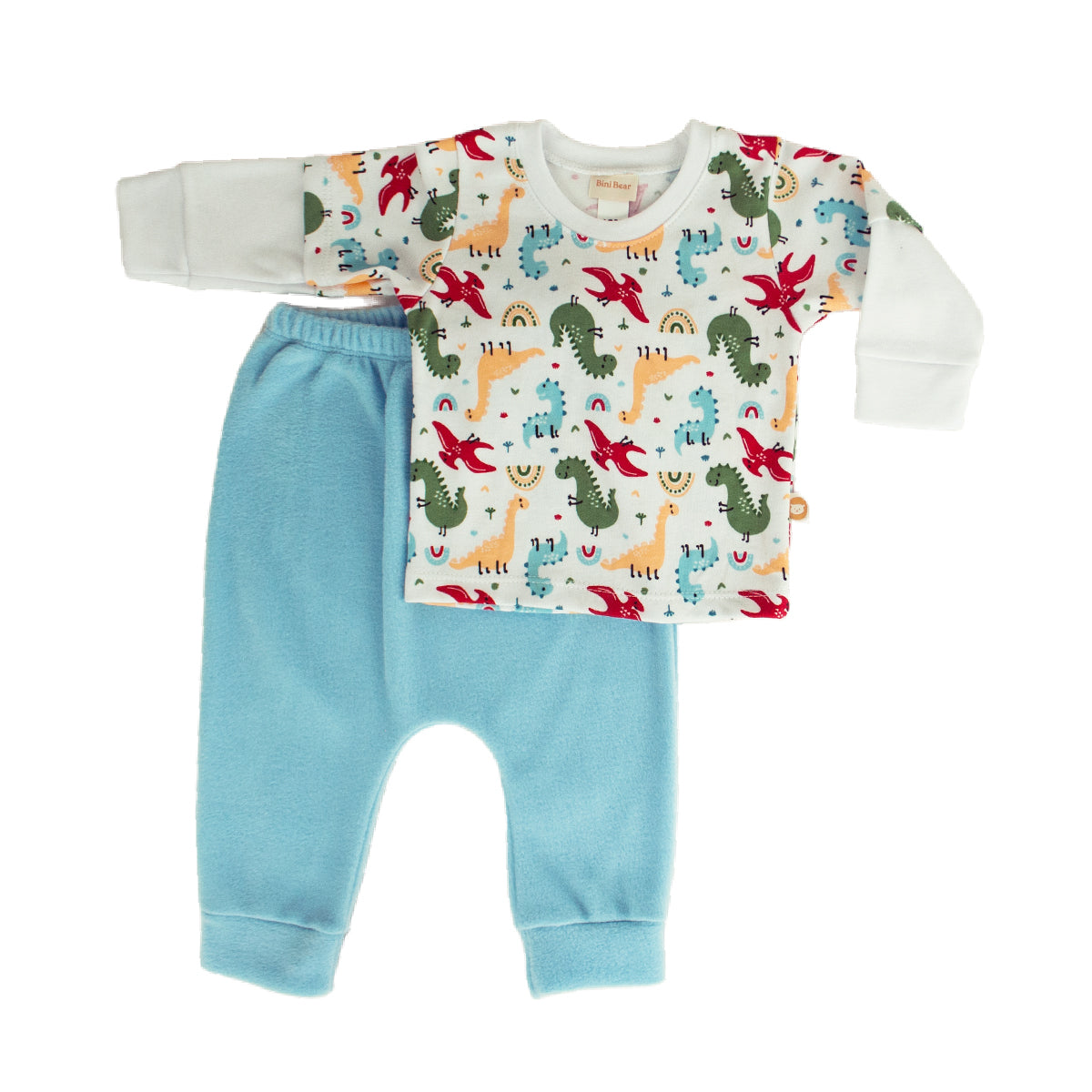 CONJUNTO BEBO DE PLAYERA DOBLE MANGA Y PANTALON CON PUO BINI BEAR E-241677 T-3,6,12 MESES