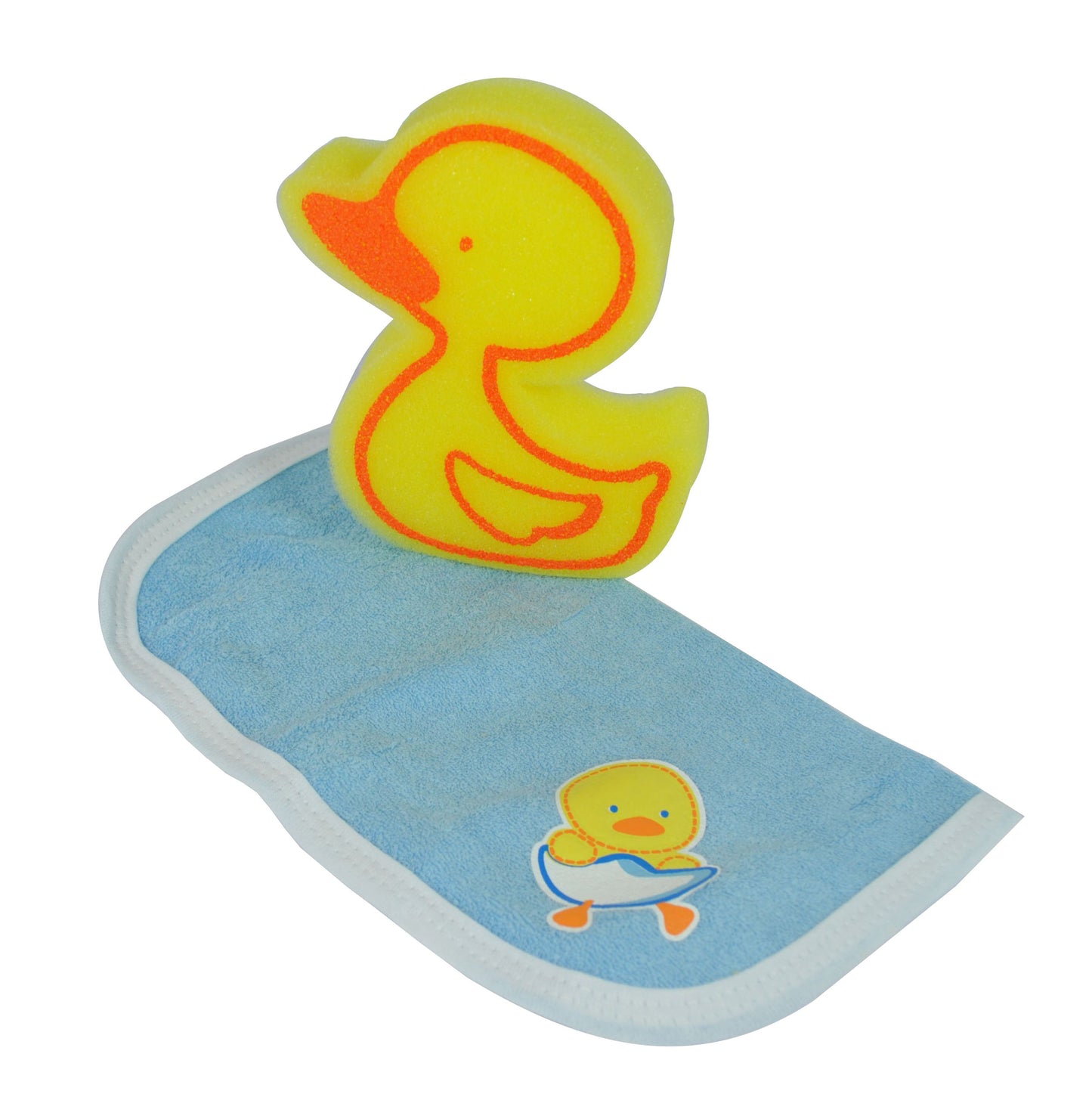 1 TOALLA FACIAL FINA C/IMP.,1 ESPONJA PATO GDE. AZUL (PAQ.198) E-PAQ.198