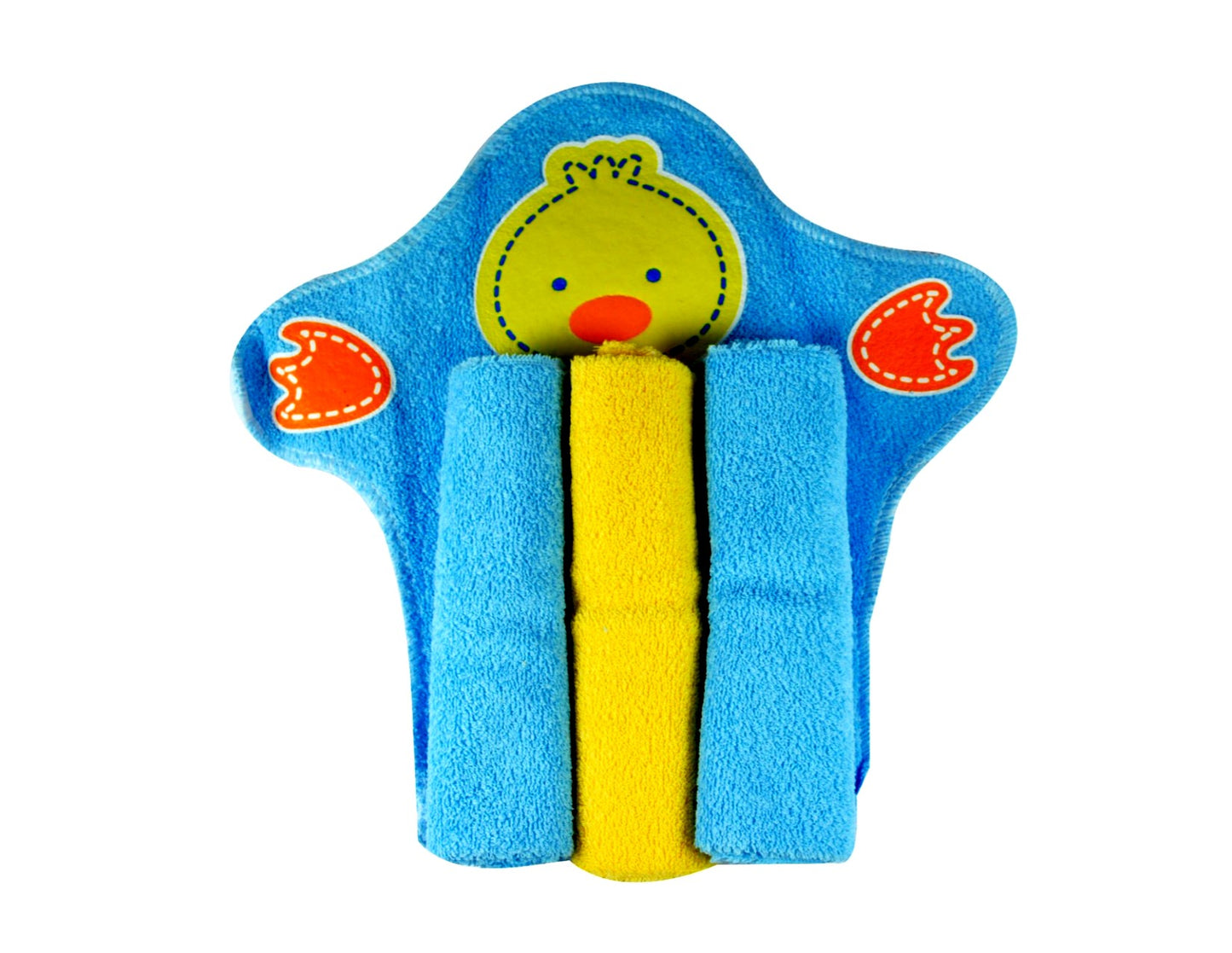 MANOPLA TITERE PARA BAÑO CON 3 TOALLITAS FACIALES.