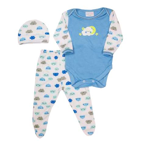 CONJUNTO PAÑALERO LISO PANTALON PIE Y GORRO 0-9
